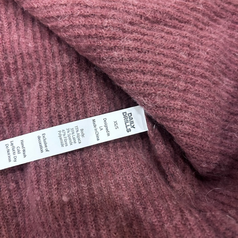 Daily Drills Single Button Ribbed Burgundy Cardigan Sweater in Wine New XS/S - Picture 5 of 9